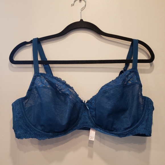 Cacique Deep Teal Blue Unlined Full Coverage Underwire Bra - Sz 42D US - Picture 1 of 6